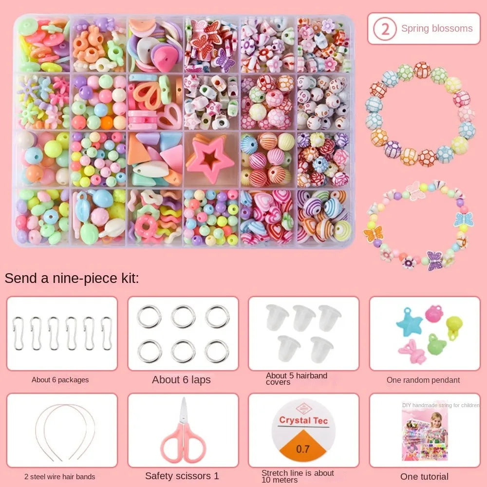 Arts Crafts DIY Handmade Beaded Kit Toy DIY Toy Jewelry Set DIY Making Beads Kit Toy Kawaii Creative