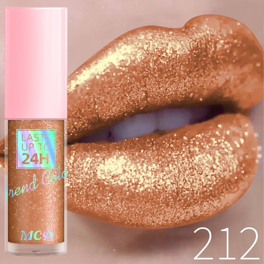 Blushimmer 18-color diamonds glitter liquid lip gloss with long-lasting, waterproof, pearl-shining finish and sparkling lip makeup.