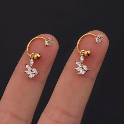 1 Pair Stainless Steel Mini CZ Drop Earring Women Moon Flower Tragus Cartilage Helix Hoop Conch Rook Daith Lobe Piercing Jewelry