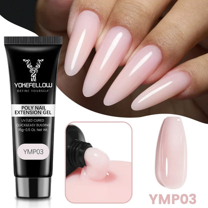 Blushimmer Yokefellow 15g nude pink clear gel extension nail polish with UV and LED soak-off acrylic gel for building and extending nails