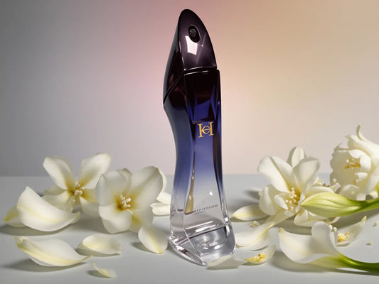 Carolina Herrera Good Girl EDP perfume bottle with floral amber scent, elegant design, on a neutral background.