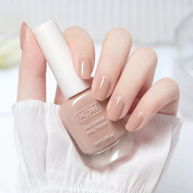 Blushimmer 10ml water-based nail polish bottle with colorful semi-permanent, quick-dry, tearable, no-bake manicure varnish.