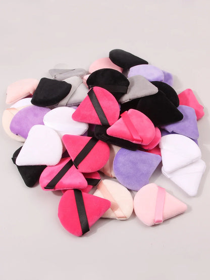 50Pcs Mixing colors randomly Triangle Powder Puff For Loose Powder Liquid Cosmetic Soft Plush Powder Puff Makeup Foundation Puff