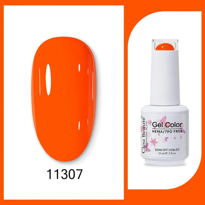 Blushimmer Clou Beaute 15ml neon gel nail polish with red, black, white, green velvet finish and base/top coat for semi-permanent nails