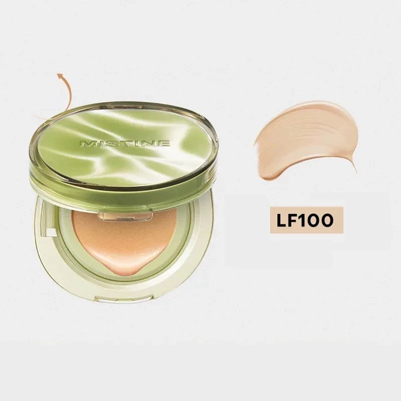 Blushimmer Mistine Foundation Air Cushion makeup with natural dewy finish, moisturizing powdered cream for dry skin, 13g x 2.