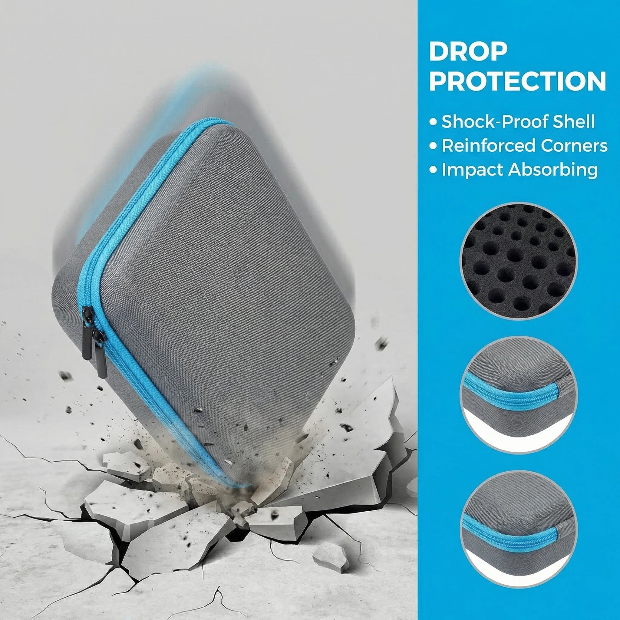 Battery Storage Bag - Holds 69+ AA/AAA/C/9V/3V Lithium Batteries,  Organizer with Foam Slots & Mesh Pocket, No Tester Included