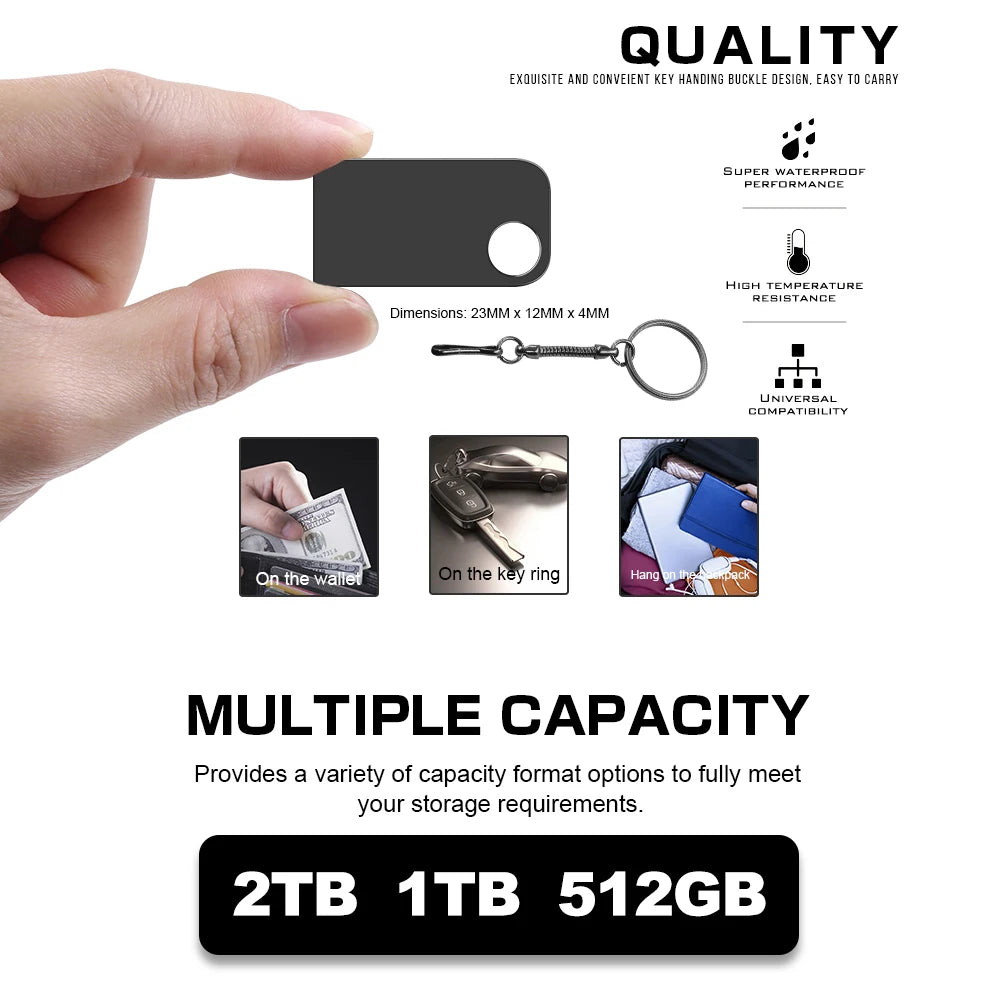 Super Mini Pendrive USB 3.0 Metal 128GB USB Flash Drive 512GB Pen Drive Waterproof Memoria Storage U Disk Flash Memory Stick 2TB