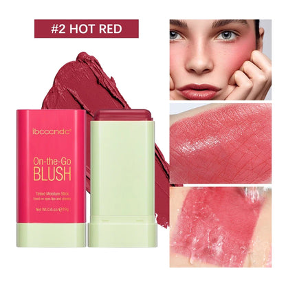 Blushimmer waterproof cream blush stick with bright pink color, easy to apply, high pigmentation, and skin-brightening finish.
