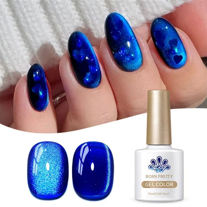 Blushimmer BORN PRETTY 10ml purple grape cat magnetic gel nail polish with fruit-inspired design and glass beads for nail art.