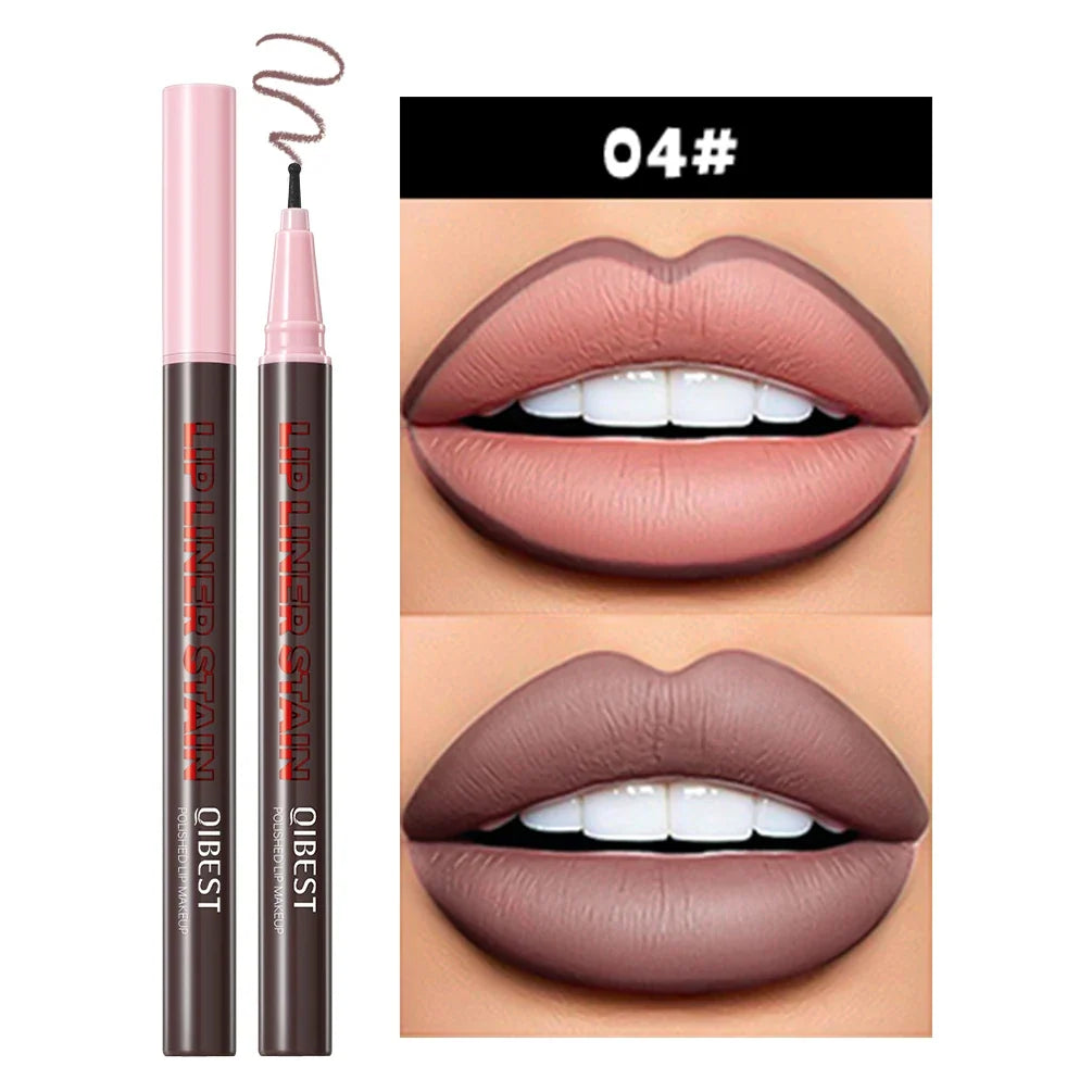 Blushimmer QIBEST matte waterproof liquid lipliner pencil for lip contour and natural lip stain, displayed on a neutral background.
