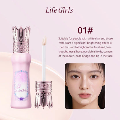 Blushimmer Hua Yin Ji Brightening Concealer on fair skin, natural nude makeup look with soft pink tones and delicate flowers background.