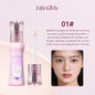 Blushimmer Hua Yin Ji Brightening Concealer on fair skin, natural nude makeup look with soft pink tones and delicate flowers background.