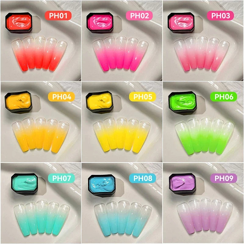 Blushimmer UR SUGAR 9-color gradient gel nail art set with four-in-one design for DIY gradient and stamping nail patterns.