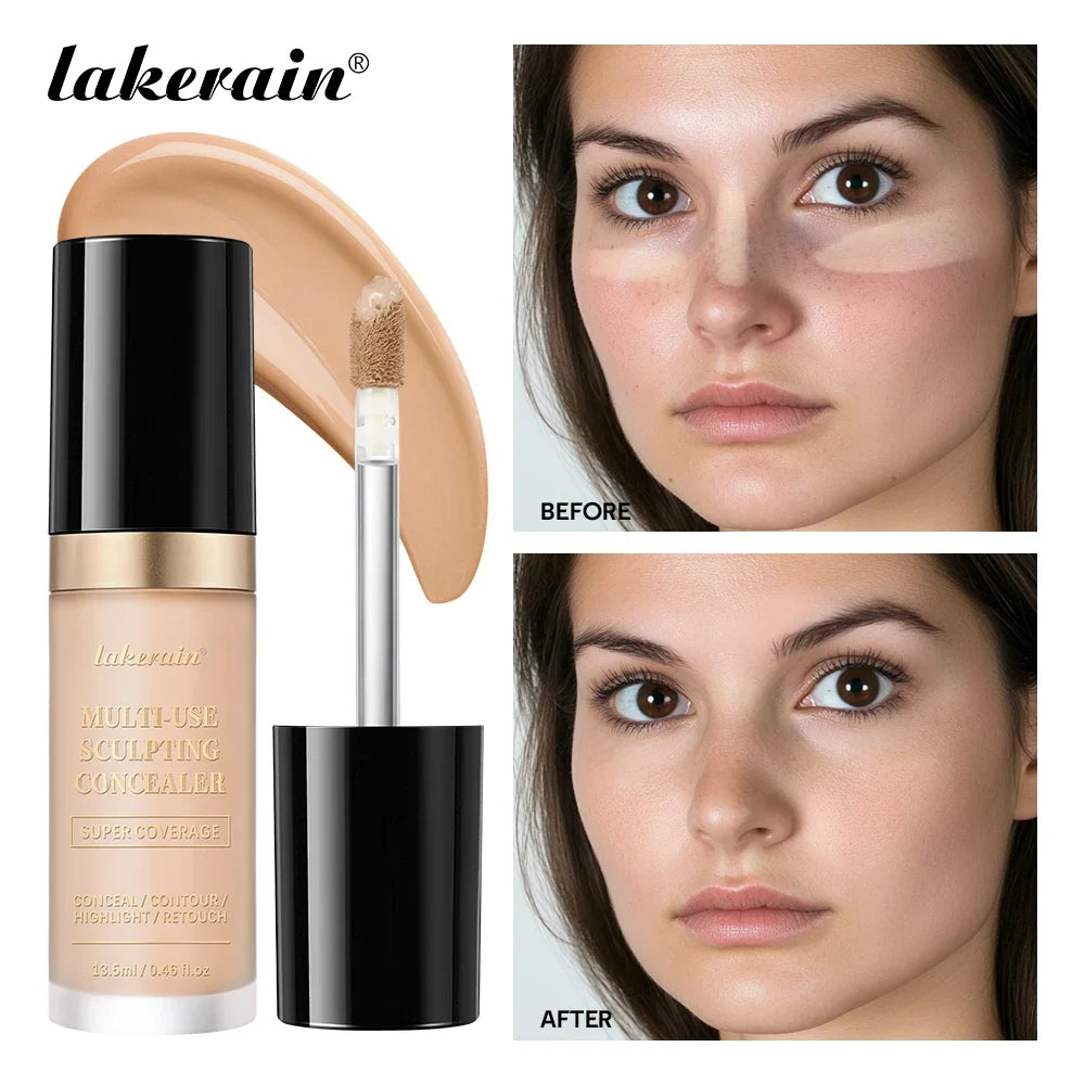 Blushimmer Lakerain waterproof concealer with five shades, high coverage matte foundation for acne scars and dark circles.