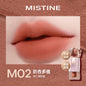 Blushimmer Mistine Nude Long Wear Lipstick in creamy matte lip gloss form, featuring a mirror gloss finish and 2.9g size