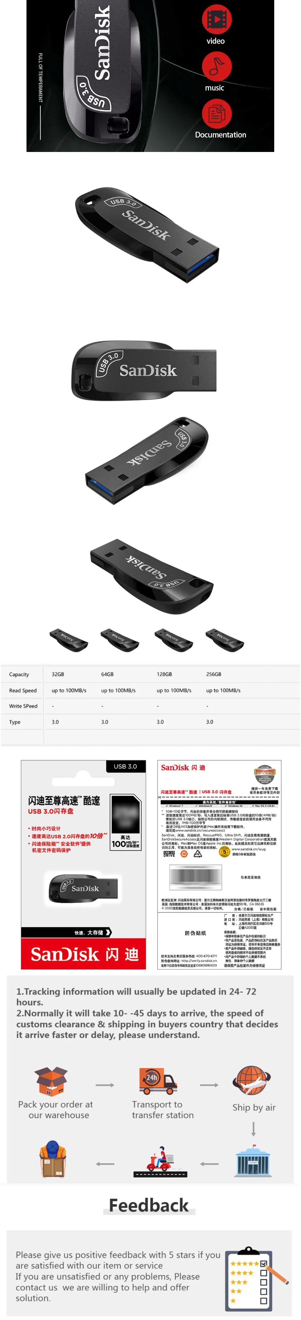 Sandisk USB 3.2 Pendrive 512GB 256GB 128GB 64GB 32GB USB Flash Drive Pen Drive USB Flash Stick Disk on Key Memory for Computer