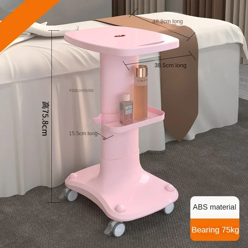 European Plastic Salon Trolleys with Wheels Auxiliary Tool Cart Designer Salon Furniture Beauty Salon Instrument Equipment Shelf