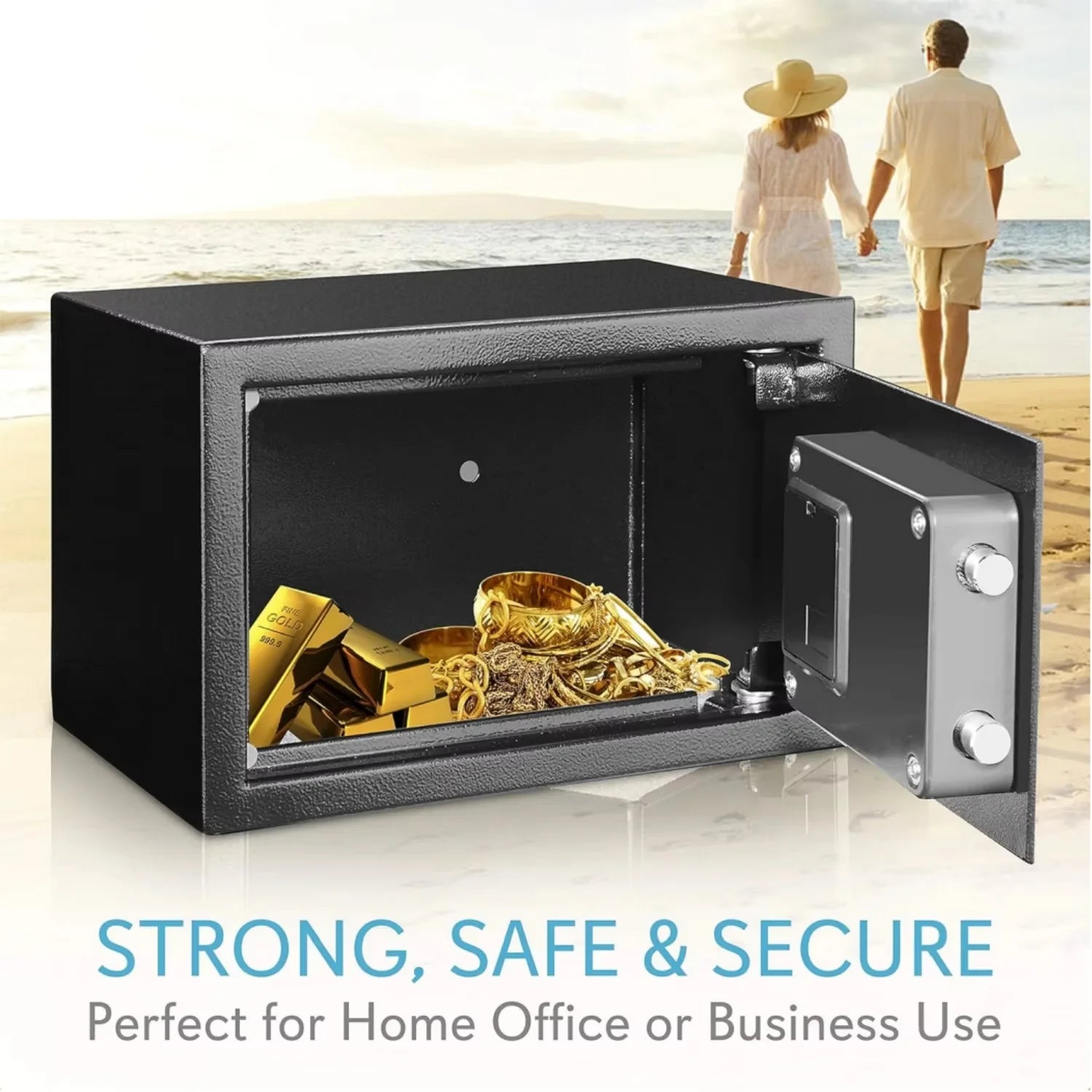 Electronic Safe Box with Digital Code Lock Emergency Key for Cash Passport Documents Jewelry Home Security