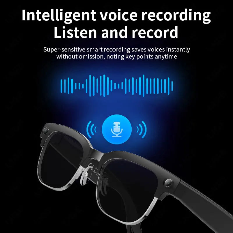 Smart Glasses AI 8 Million Pixels Recording Videos Photo Recognition Answer Translation 290mAh IP66 Waterproof Bluetooth Glasses