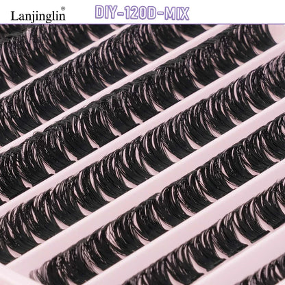 New 10Rows Individual Lashes Kit Natural Long DIY Cluster Eyelashes with Lash Bond and Seal Extension Kit Makeup Tools Faux Cils