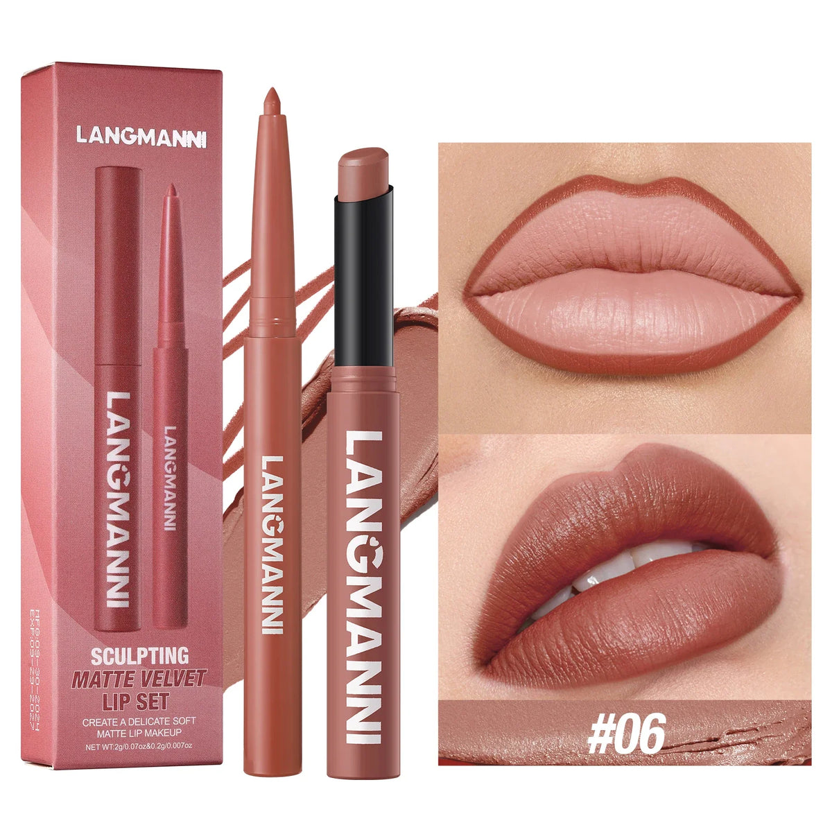 Blushimmer waterproof lipliner and lipstick set featuring a sleek, durable design for smooth, smudge-proof lip makeup application.