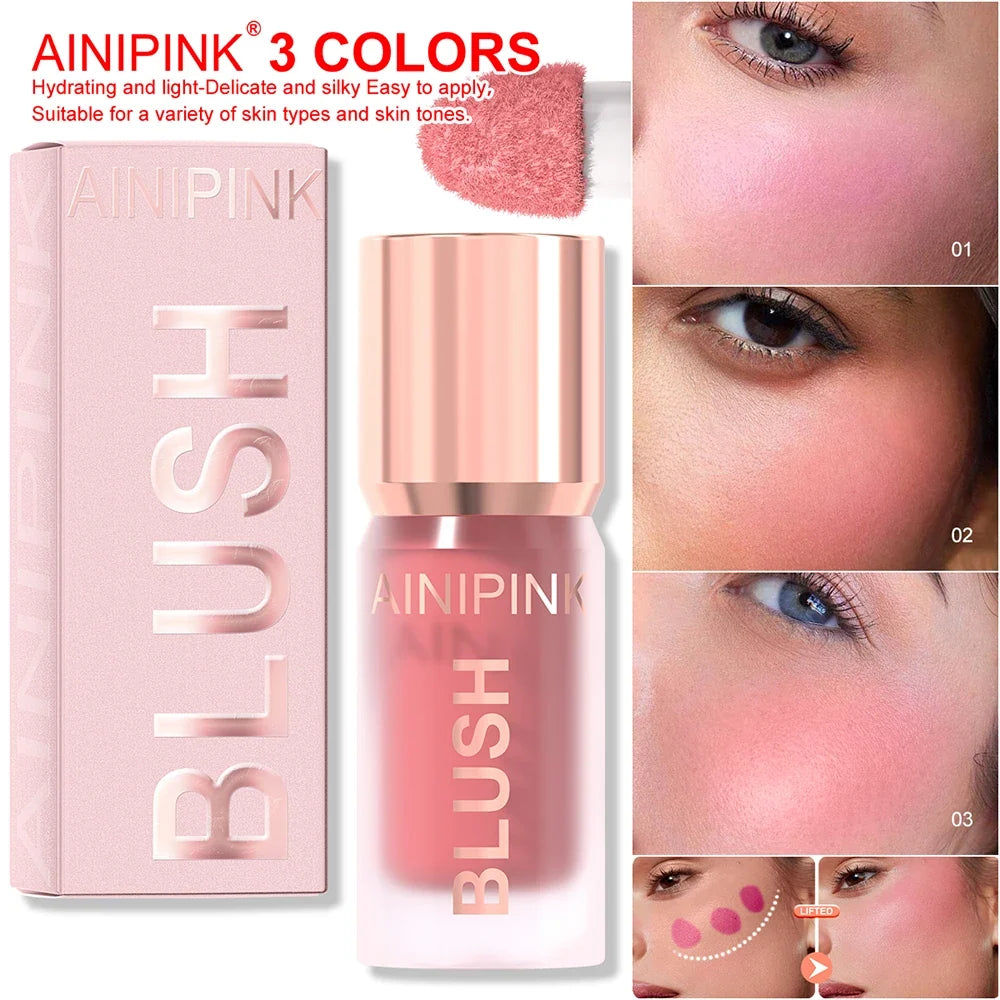 Blushimmer matte liquid blush cheek tint with high pigmentation, natural flush finish, long-lasting, transfer-proof, for versatile use.