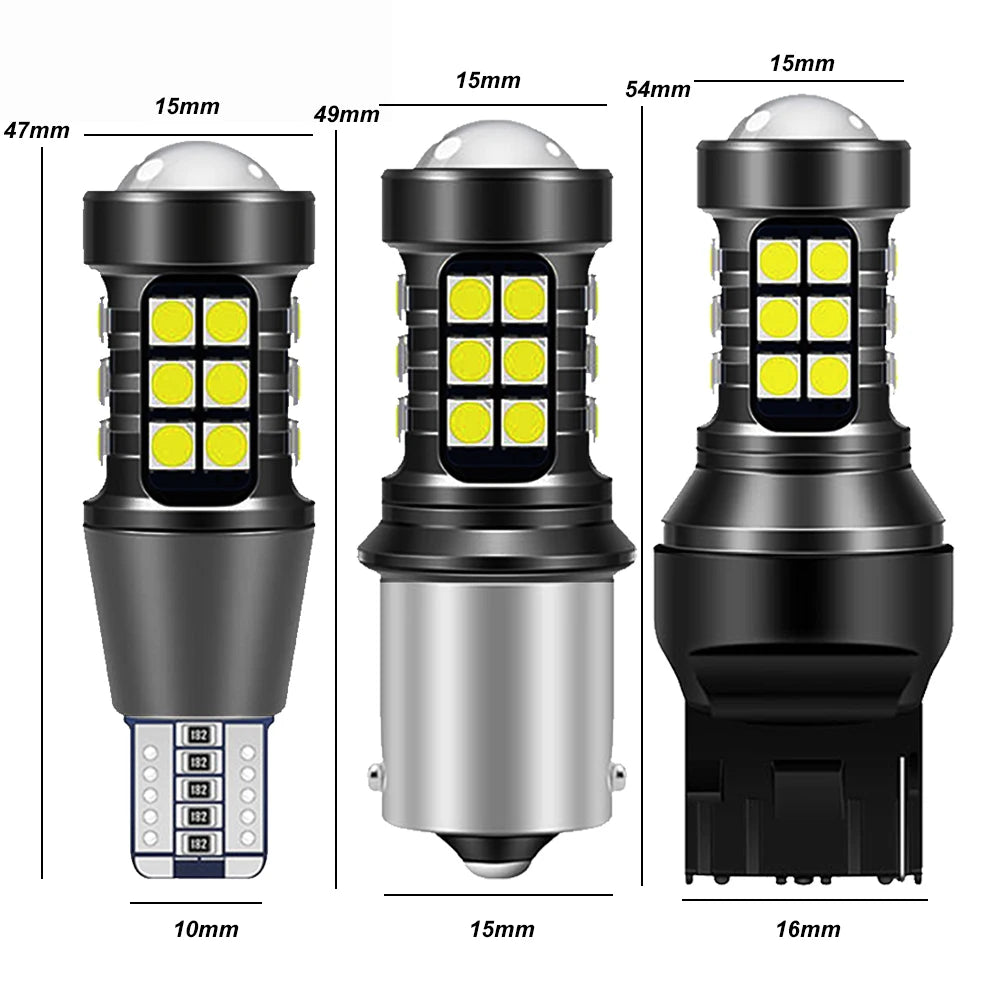 2Pcs 1156 BA15S P21W LED T15 W16W 7440 W21W T20 3030 LED Bulb Auto Signal Lamp Brake Reverse Car Light White Car Accessories T10