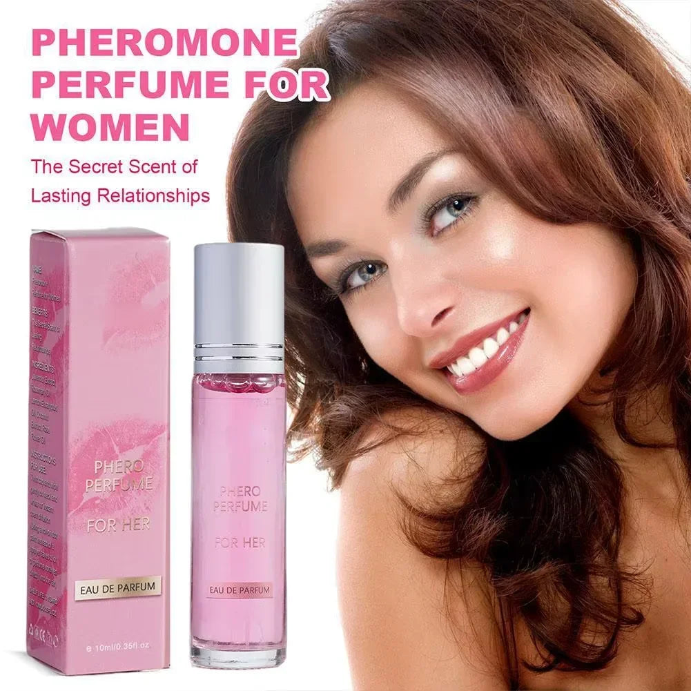 Blushimmer Flirting perfume oil for women, long-lasting sexually stimulating fragrance with pheromones in a sleek bottle.
