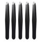 Black stainless steel eyebrow tweezer by Blushimmer with slant and flat tips for precise eyebrow shaping and ingrown hair removal.