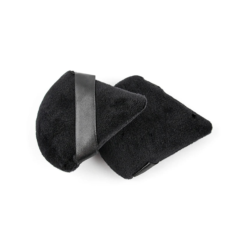 Set of 1/2/3/6pcs Blushimmer triangle velvet powder puffs for face and eye makeup, reusable and washable cosmetic sponge applicators.