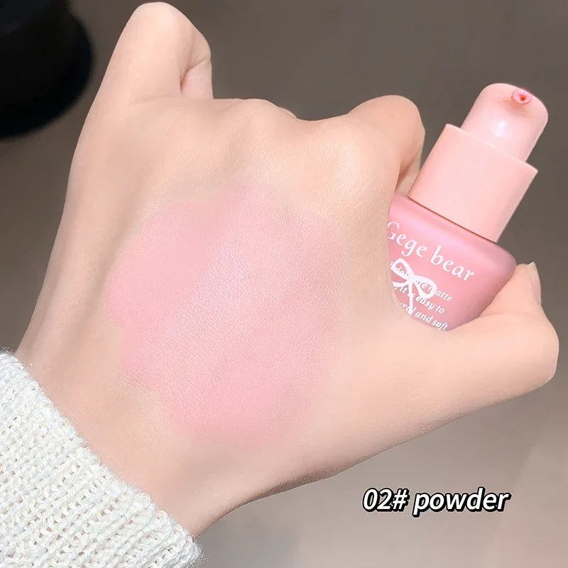 Blushimmer Gege Bear Light Blush liquid lipstick with moisturizing, brightening, and natural rouge finish in a sleek compact.