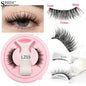 Pair of Blushimmer magnetic false eyelashes with fluffy faux mink style, reusable, shown with magnetic tweezers on a white background.