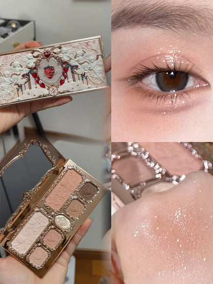 Blushimmer Flower Knows Chocolate Wonder-Shop 8-color eyeshadow palette with warm brown and shimmer shades, eye makeup for a natural look