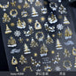Silver Christmas snowflake nail stickers by Blushimmer, self-adhesive snowflake nail art decals for winter manicures.