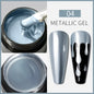 Blushimmer 5ML metallic gel polish in gold and silver with chrome mirror finish for UV and LED semi-permanent nail art.