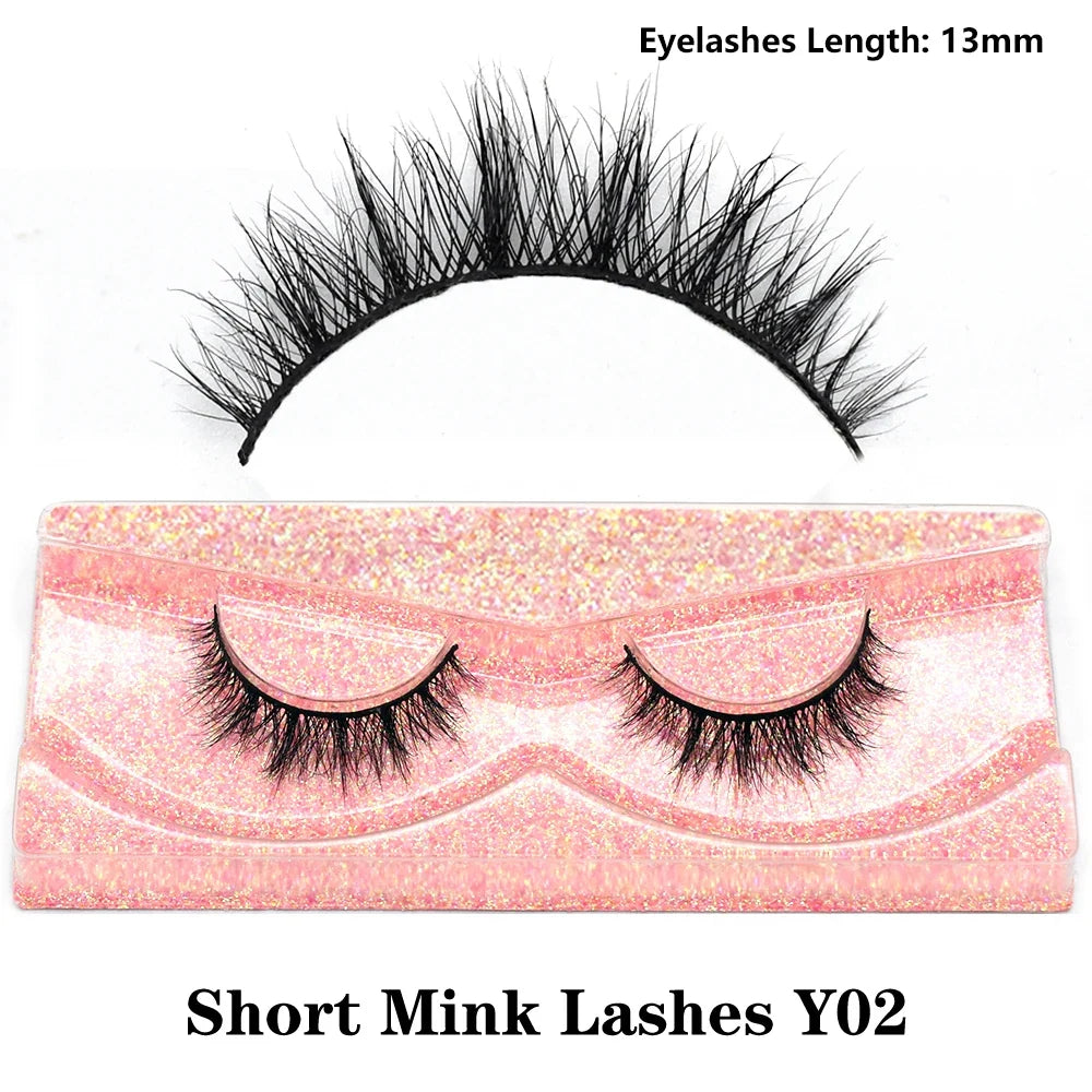 Blushimmer 3D Mink Fluffy Half False Eyelashes with clear band, natural, lightweight, reusable short eye strip lash extension.