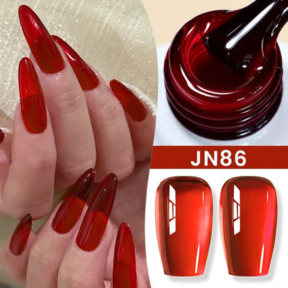 Blushimmer Born Pretty Jelly Nude Gel Nail Polish in light pink peach translucent color, 10ml UV cure gel for DIY nail art.