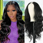 Glueless body wave V part human hair wig from UEENLY AE Warehouse, 200 density, natural color, 30-32 inch for women.