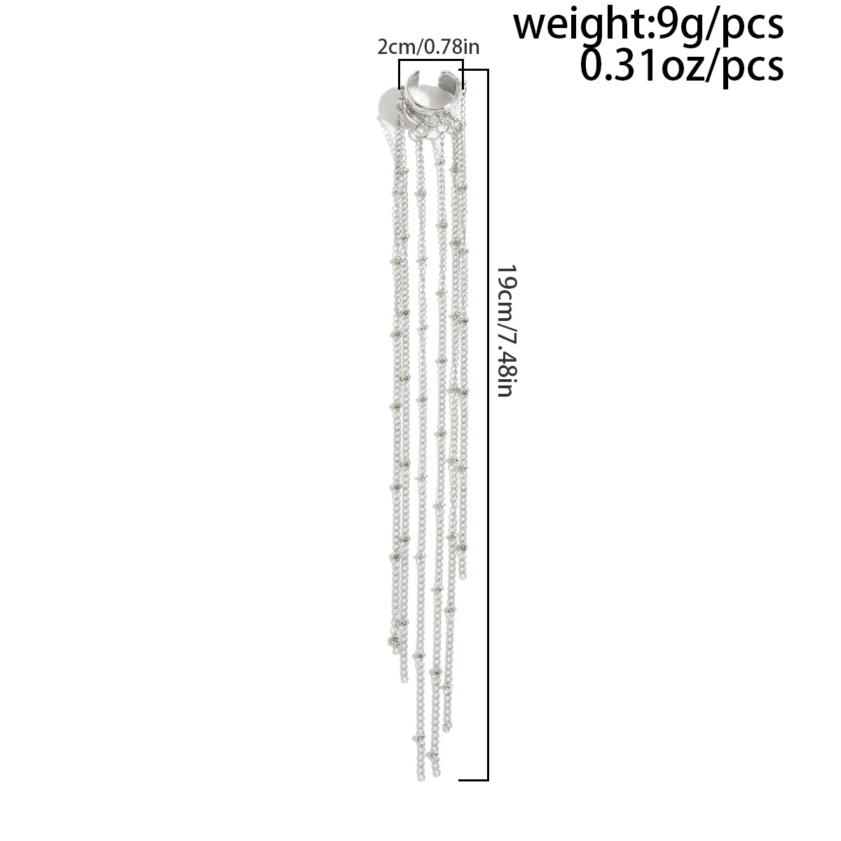 Elegant Long Tassel Ear Cuff Clip Earrings for Women Vintage Trend No Piercing Required Jewelry Accessory