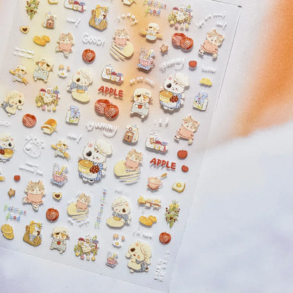 Brown 5D Japanese Kawaii Bear nail art stickers by Blushimmer, self-adhesive cartoon animal decals for DIY nail decoration.