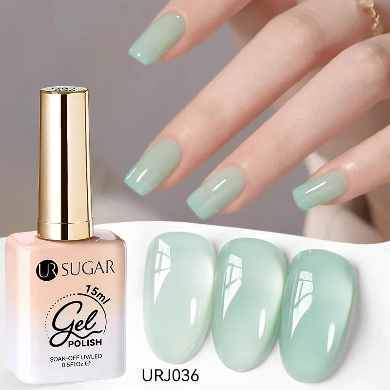 Blushimmer UR Sugar 15ml translucent white jelly gel polish, semi-permanent UV gel for nail art and soak-off manicure.