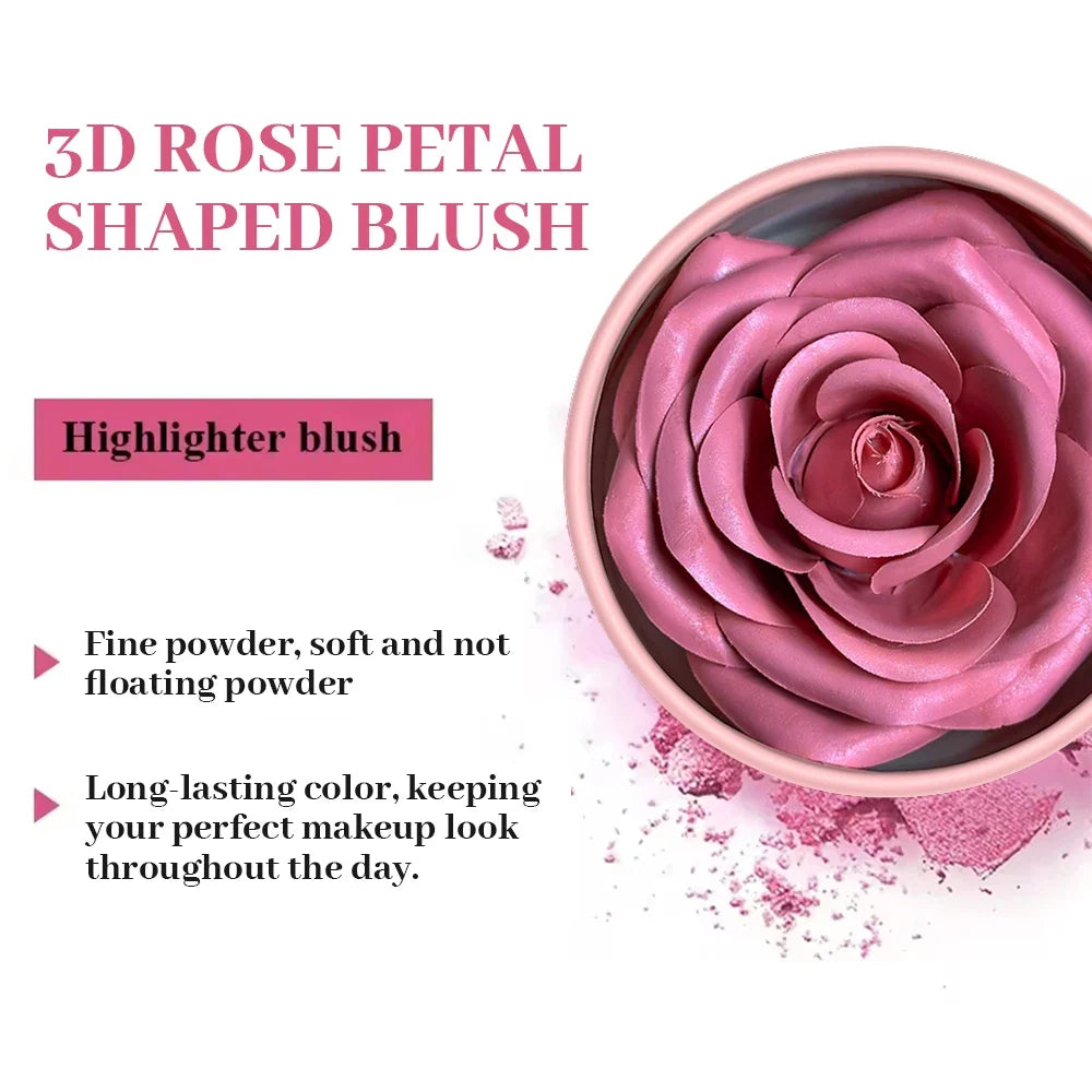 Blushimmer Petal Blush Palette set with brush, high-gloss contouring cream and rouge for women’s beauty and makeup.
