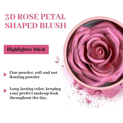 Blushimmer Petal Blush Palette set with brush, high-gloss contouring cream and rouge for women’s beauty and makeup.
