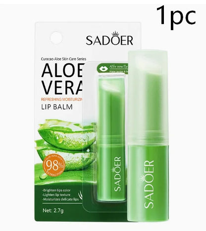 Blushimmer Aloe Lip Balm in a sleek tube, showing the moisturizing and nourishing lip care product for dry lips with natural healing properties.