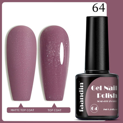 Blushimmer Faandin 7ml red gel nail polish bottle with solid color, quick-drying, alcohol-free, high saturation, home use, fade-resistant.