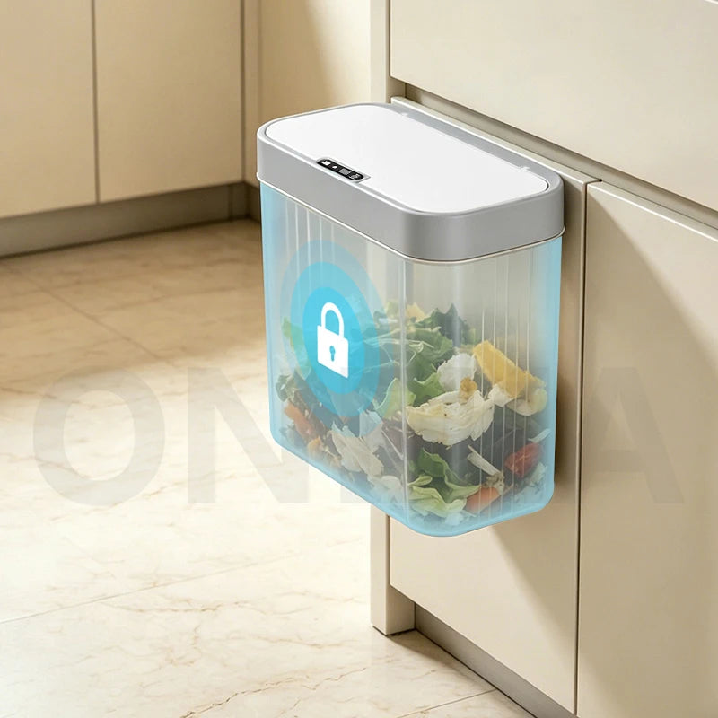14L Smart Sensor Trash Can, Wall-Mounted with Hook ，Ideal for Bathroom Waste Disposal, Suitable  Bedroom, Kitchen, Living Room