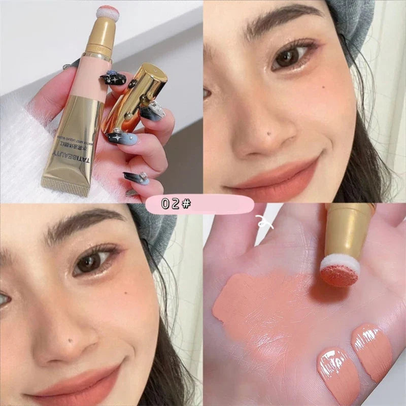 Blushimmer Air Sense Liquid Blusher in Cute Strawberry Milk purple shade, matte finish, for contour and brightening makeup look.