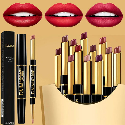 Blushimmer double-ended waterproof lipstick and lip liner set with high pigmentation and non-stick finish, ideal for Valentine's Day.