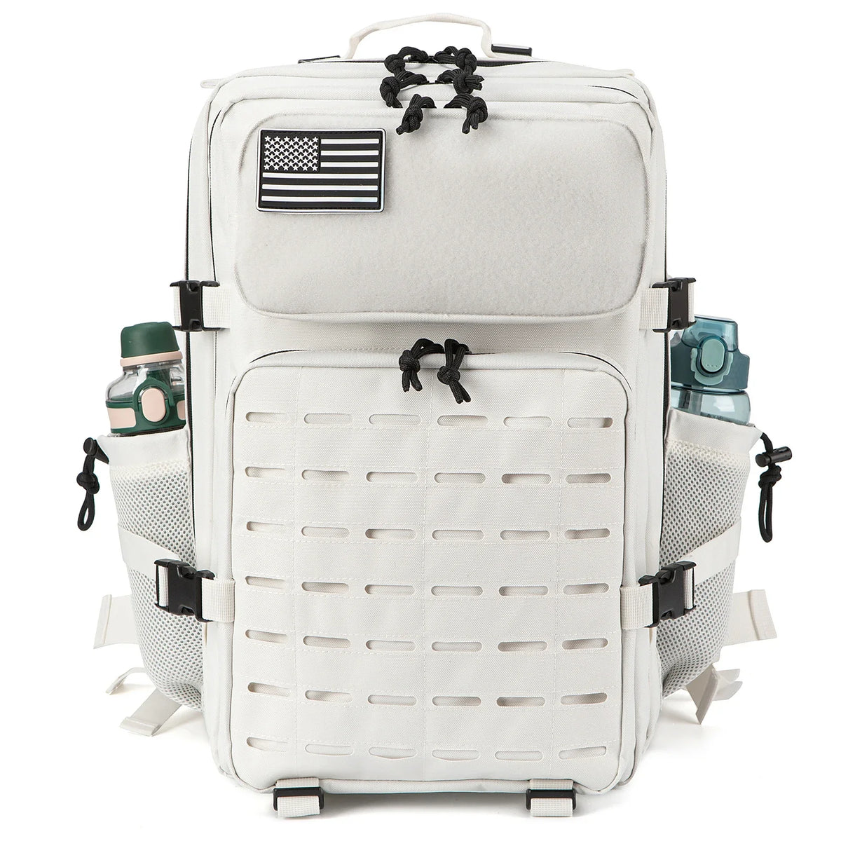 Adventure Club Store tactical backpack with water bottle holder, suitable for outdoor activities, school, men’s and women’s use.