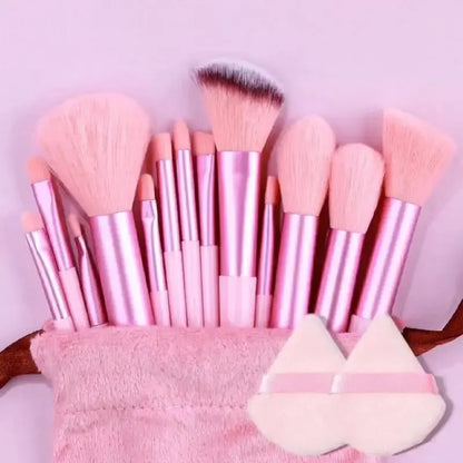 Blushimmer makeup brush set with soft, fluffy brushes for foundation, powder, eyeshadow, and blending in a professional cosmetic tool collection.